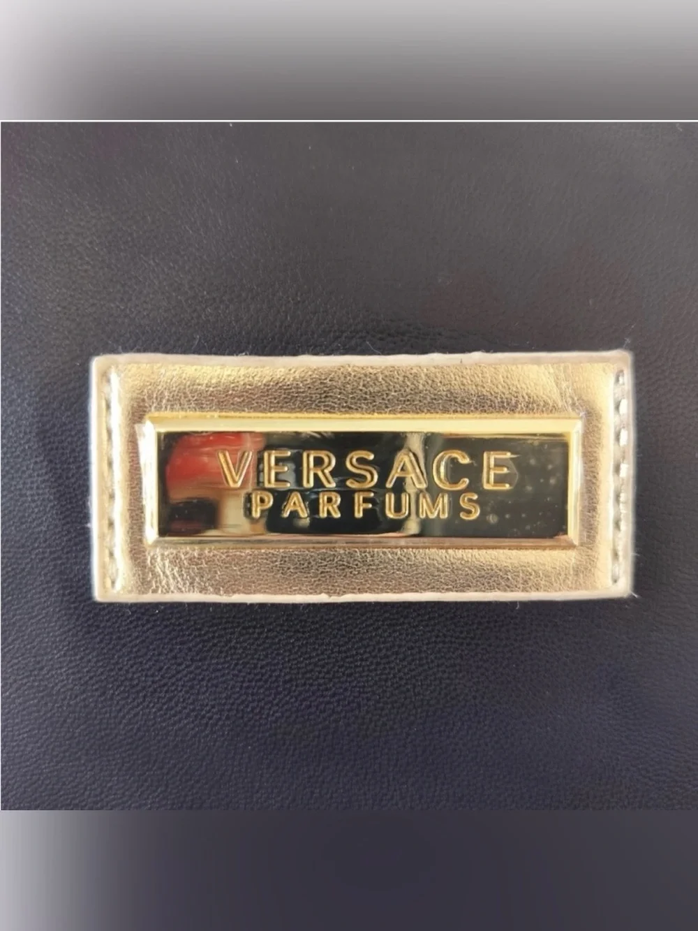 Versace Perfumes Black Tote with Gold Plaque